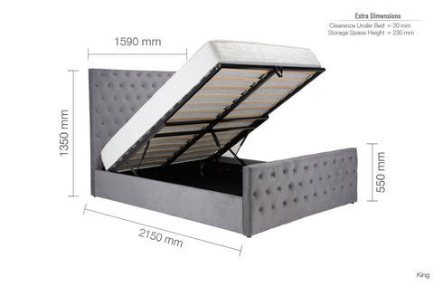 Marquis Ottoman Bed - Grey Velvet